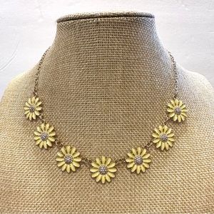 🦢 Swarovski Brand Necklace, lariat - silver w/ yellow flowers w/ clear crystals